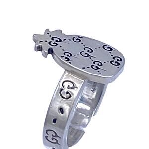 Authentic Gucci GG Logo Pineapple Ring – Sterling Silver 925 – Size 7.5